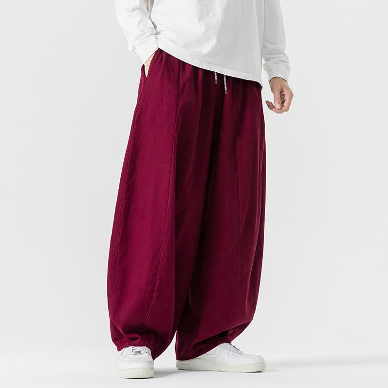 Buddha Stones Pantalon long décontracté d'automne en coton uni avec cordon de serrage et poches, coupe droite, avec poches - image 43