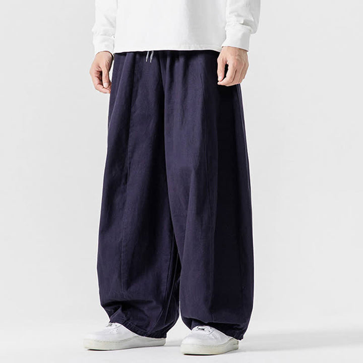Buddha Stones Pantalon long décontracté d'automne en coton uni avec cordon de serrage et poches, coupe droite, avec poches - image 29