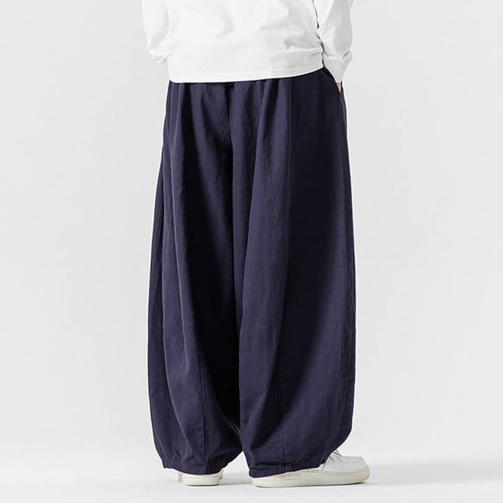Buddha Stones Pantalon long décontracté d'automne en coton uni avec cordon de serrage et poches, coupe droite, avec poches - image 30