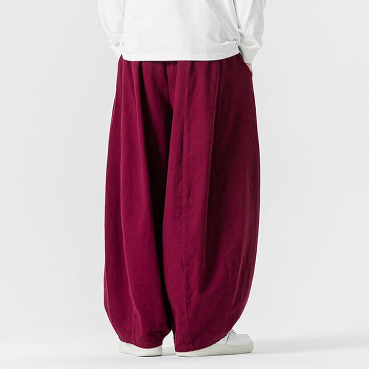 Buddha Stones Pantalon long décontracté d'automne en coton uni avec cordon de serrage et poches, coupe droite, avec poches - image 45