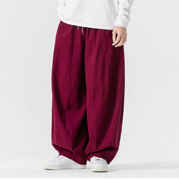 Buddha Stones Pantalon long décontracté d'automne en coton uni avec cordon de serrage et poches, coupe droite, avec poches - image 44