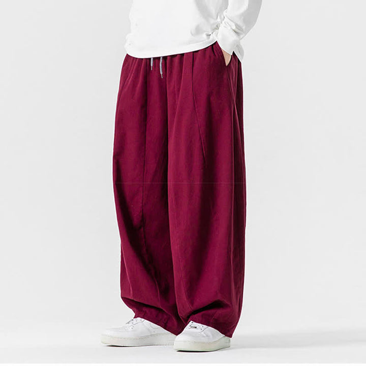 Buddha Stones Pantalon long décontracté d'automne en coton uni avec cordon de serrage et poches, coupe droite, avec poches - image 47