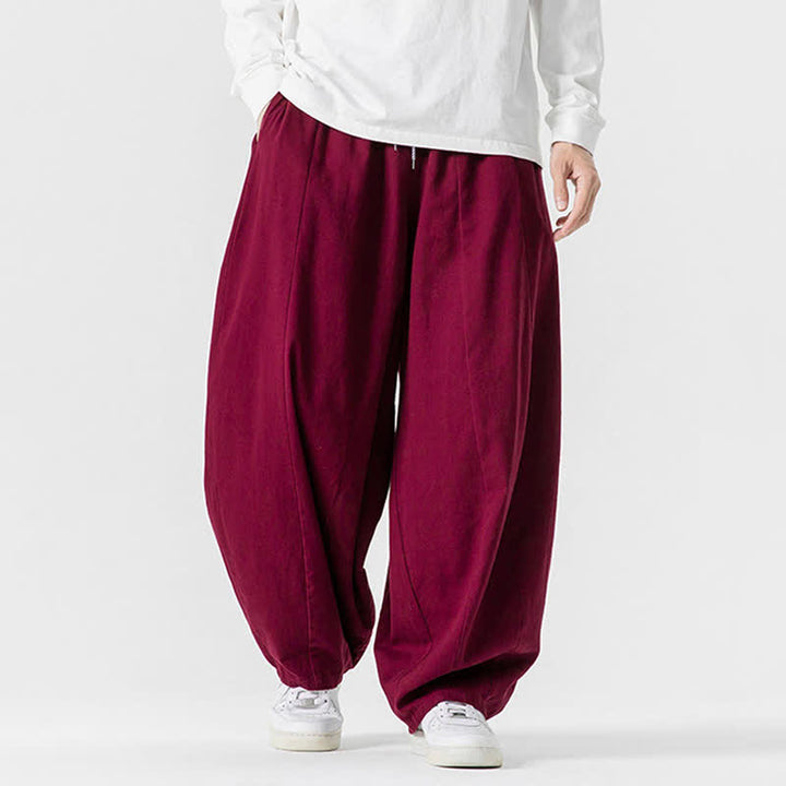 Buddha Stones Pantalon long décontracté d'automne en coton uni avec cordon de serrage et poches, coupe droite, avec poches - image 46