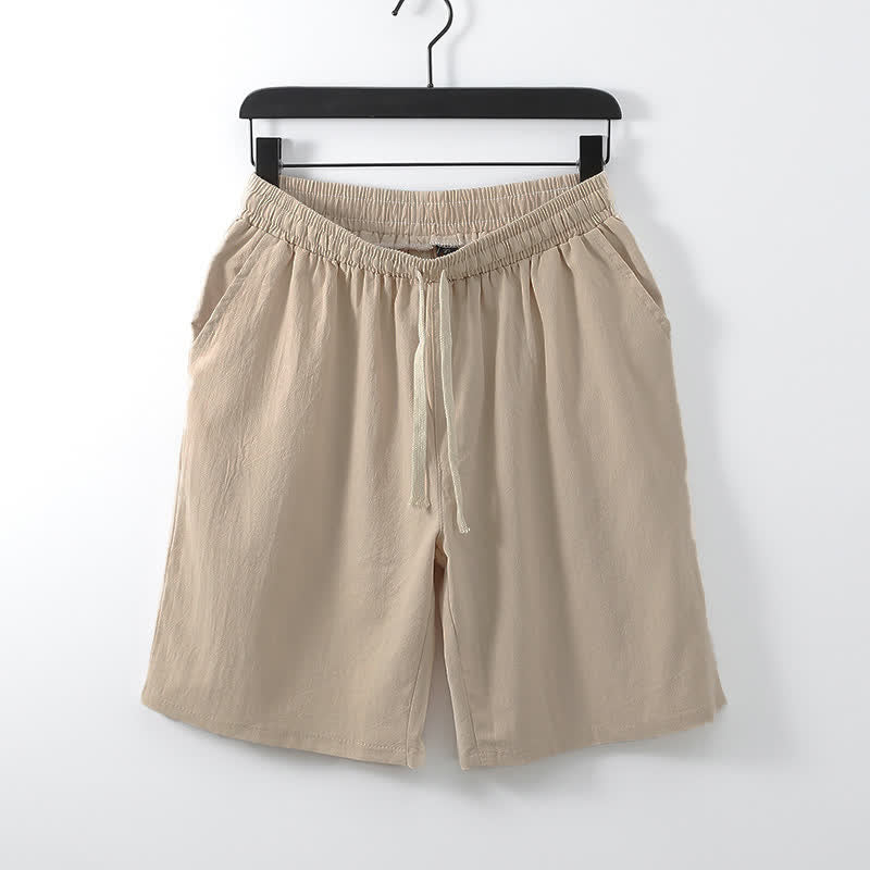 Buddha Stones Ensemble 2 pièces pour homme, style Tang, avec cordon de serrage, manches courtes, chemise et short, en coton et lin uni, manches courtes, poches, idéal pour la méditation d'été. - image 12