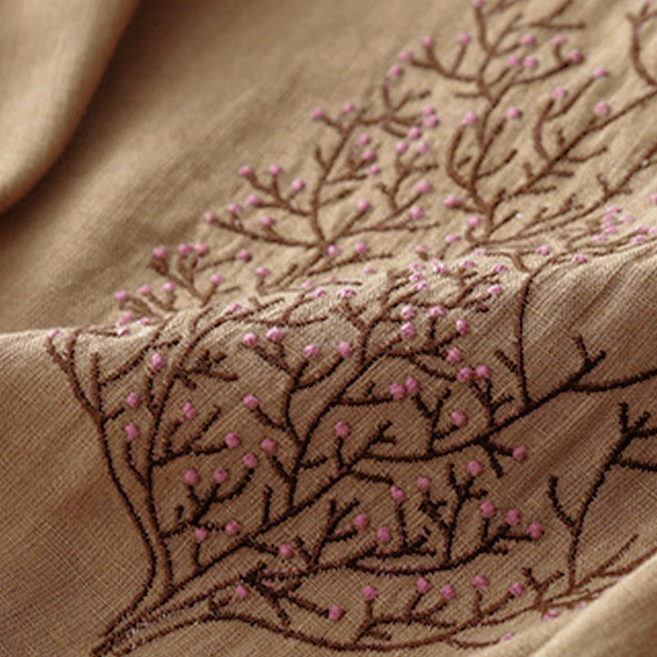 T-shirt à manches courtes et col rond pour femme, orné de broderies décontractées en forme d'arbre et de Buddha Stones - image 19