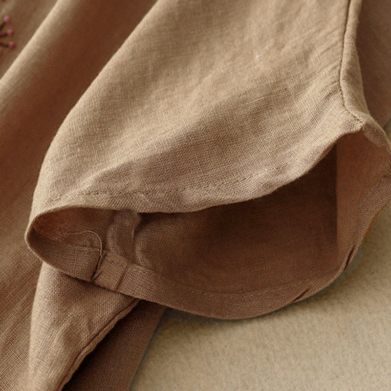 T-shirt à manches courtes et col rond pour femme, orné de broderies décontractées en forme d'arbre et de Buddha Stones - image 18