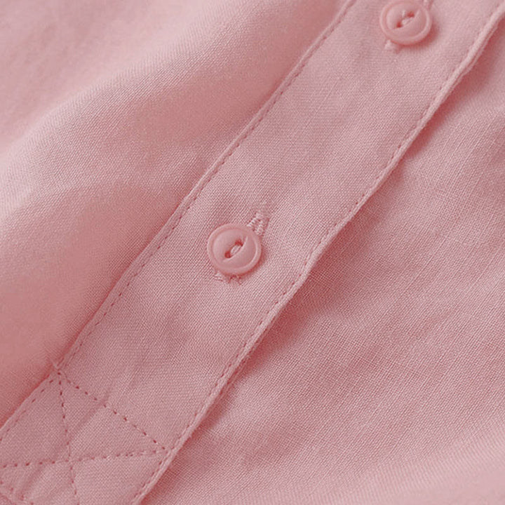 Chemise décontractée en coton et lin à col en V et manches trois-quarts pour femme avec motif Buddha Stones - image 10