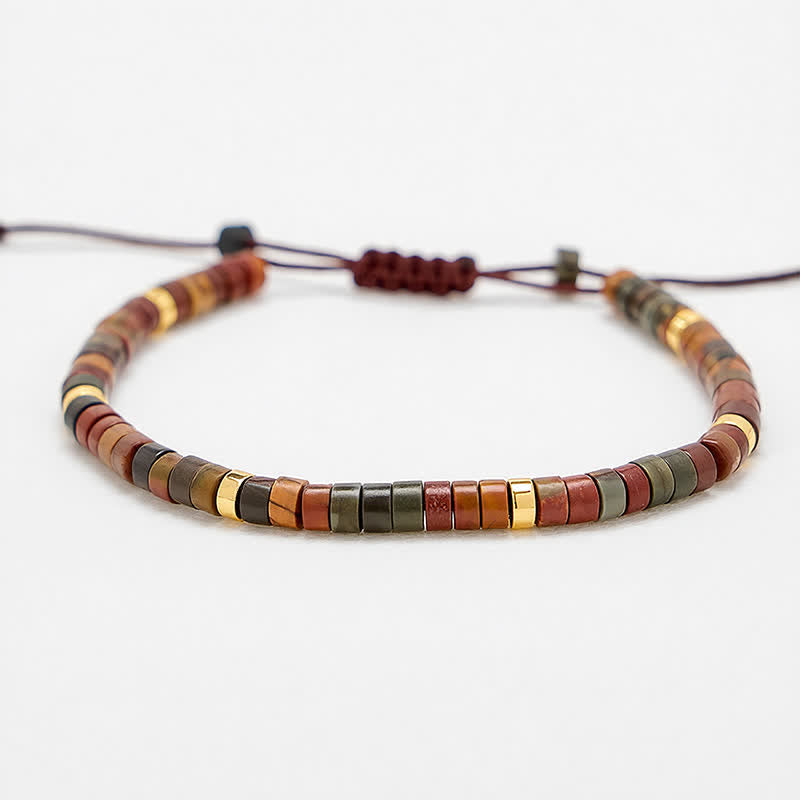 Buddha Stones Bracelet énergétique en perles de jaspe Picasso fines - image 13