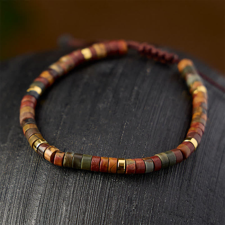 Buddha Stones Bracelet énergétique en perles de jaspe Picasso fines - image 3