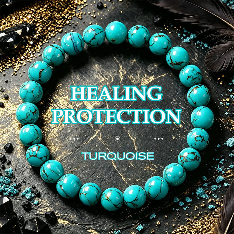 Buddha Stones Bracelet de protection en perles turquoise - Turquoise (Purification ♥ Sérénité) - image 0
