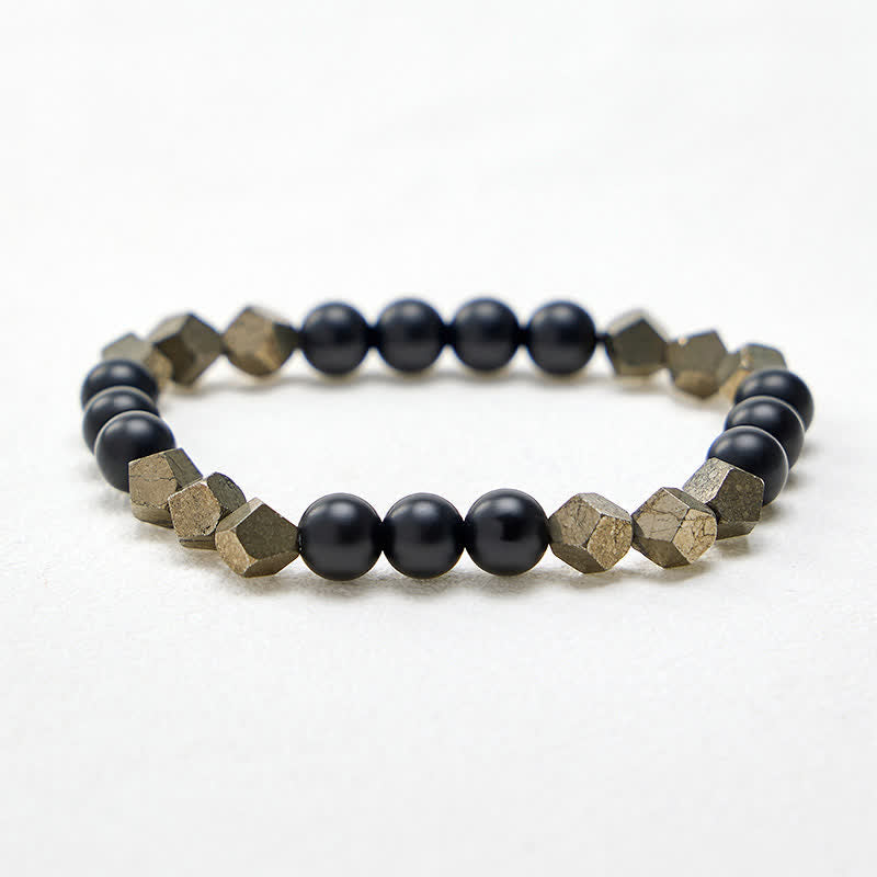 Buddha Stones Bracelet vintage en perles de pyrite facettées, symbole de richesse - image 4