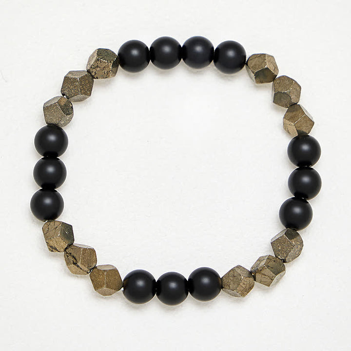 Buddha Stones Bracelet vintage en perles de pyrite facettées, symbole de richesse - image 3