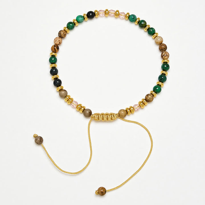Buddha Stones Bracelet tissé à la main en perles de verre rose et turquoise africaine de 4 mm - image 3
