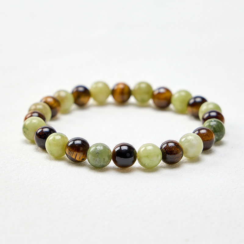 Buddha Stones Bracelet rond en perles de jade œil de tigre et force - image 4