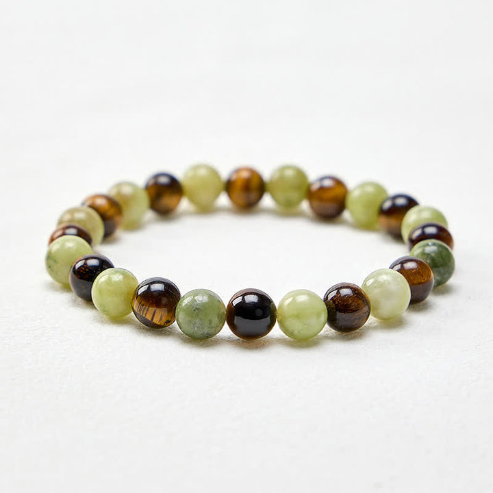 Buddha Stones Bracelet rond en perles de jade œil de tigre et force - image 4
