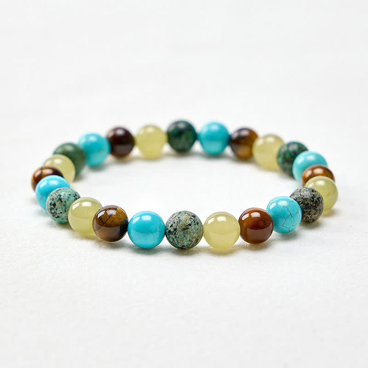 Buddha Stones Bracelet de protection en perles de jade turquoise cyan œil de tigre naturel - image 4