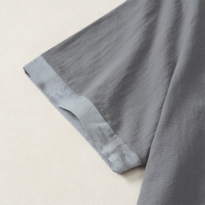 Buddha Stones Chemises à manches courtes pour hommes, style bohème décontracté, tie-dye, unies - image 19