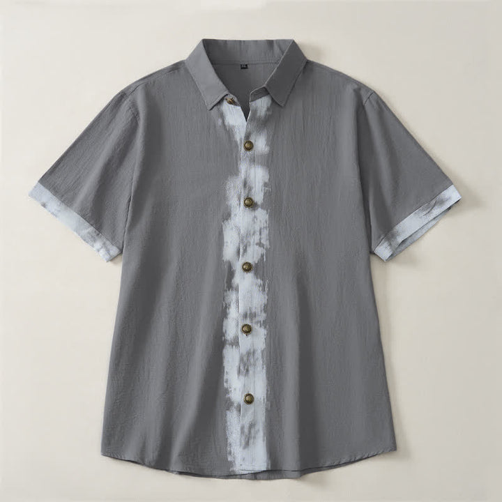 Buddha Stones Chemises à manches courtes pour hommes, style bohème décontracté, tie-dye, unies - image 17