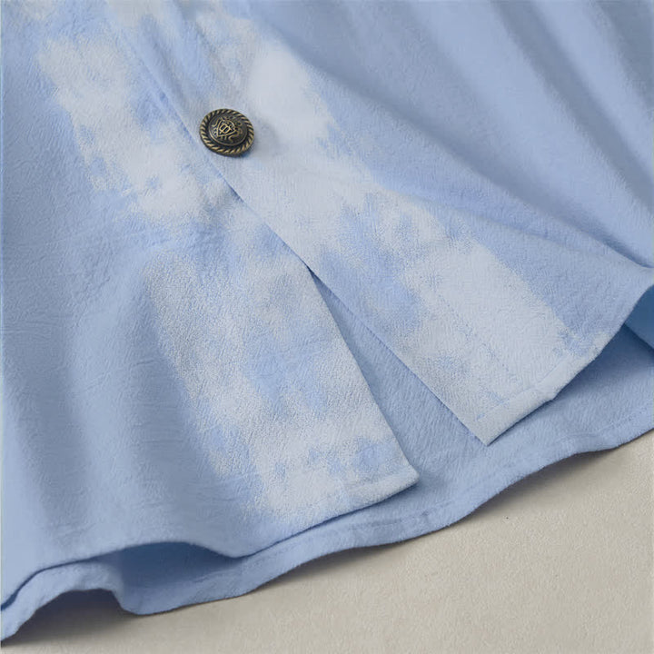 Buddha Stones Chemises à manches courtes pour hommes, style bohème décontracté, tie-dye, unies - image 12