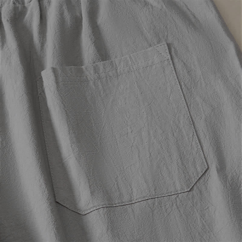 Buddha Stones Pantalon long uni décontracté d'automne avec cordon de serrage et poches, coupe droite, pour homme. - image 21