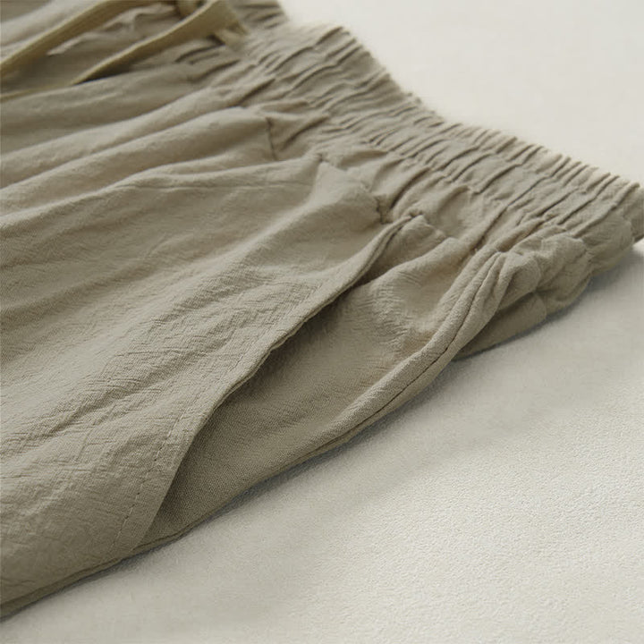 Buddha Stones Pantalon long uni décontracté d'automne avec cordon de serrage et poches, coupe droite, pour homme. - image 5
