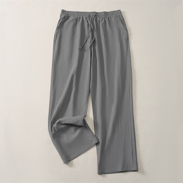Buddha Stones Pantalon long uni décontracté d'automne avec cordon de serrage et poches, coupe droite, pour homme. - Gris - US/UK/AU42, EU52 (3XL) - image 17