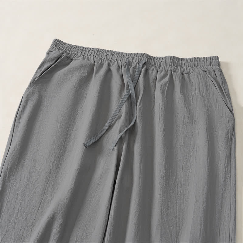 Buddha Stones Pantalon long uni décontracté d'automne avec cordon de serrage et poches, coupe droite, pour homme. - image 19