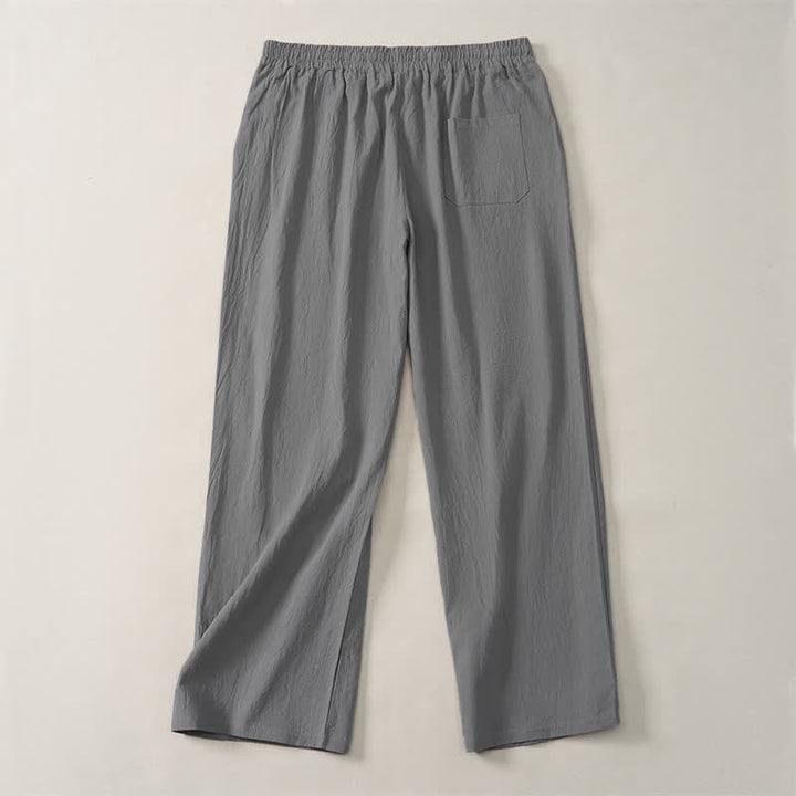 Buddha Stones Pantalon long uni décontracté d'automne avec cordon de serrage et poches, coupe droite, pour homme. - image 18