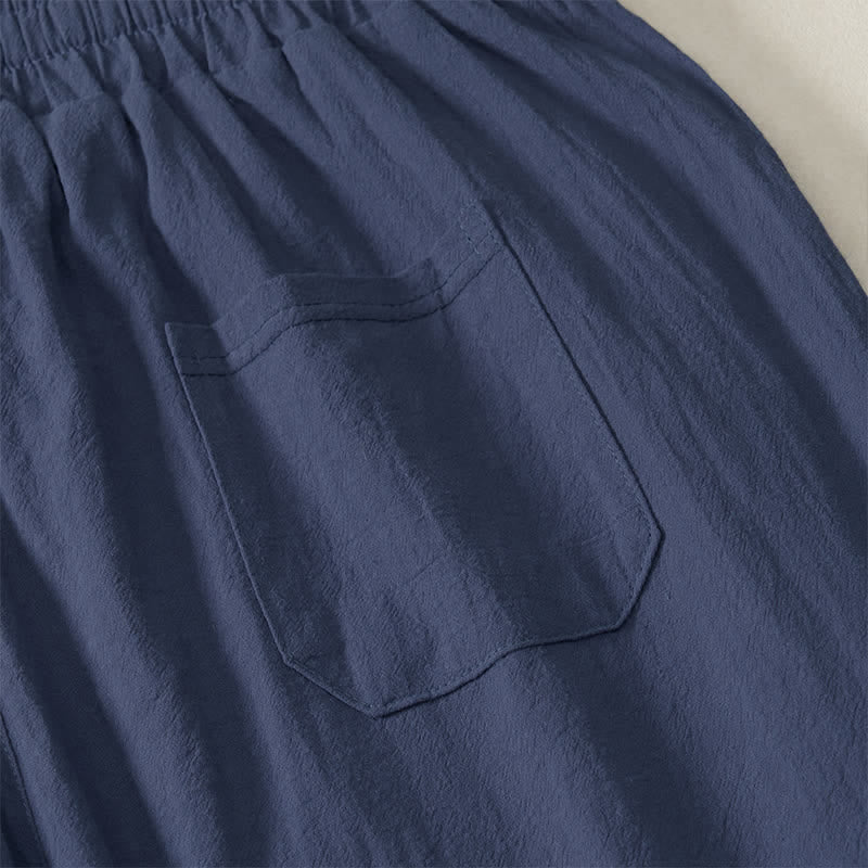 Buddha Stones Pantalon long uni décontracté d'automne avec cordon de serrage et poches, coupe droite, pour homme. - image 14