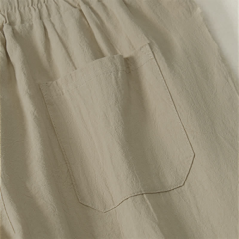 Buddha Stones Pantalon long uni décontracté d'automne avec cordon de serrage et poches, coupe droite, pour homme. - image 6