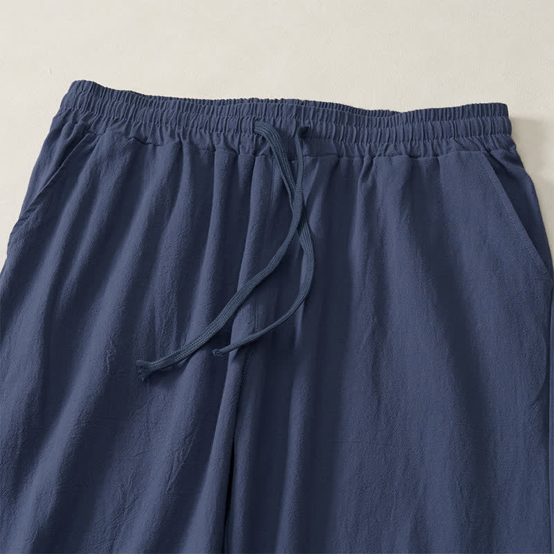 Buddha Stones Pantalon long uni décontracté d'automne avec cordon de serrage et poches, coupe droite, pour homme. - image 11