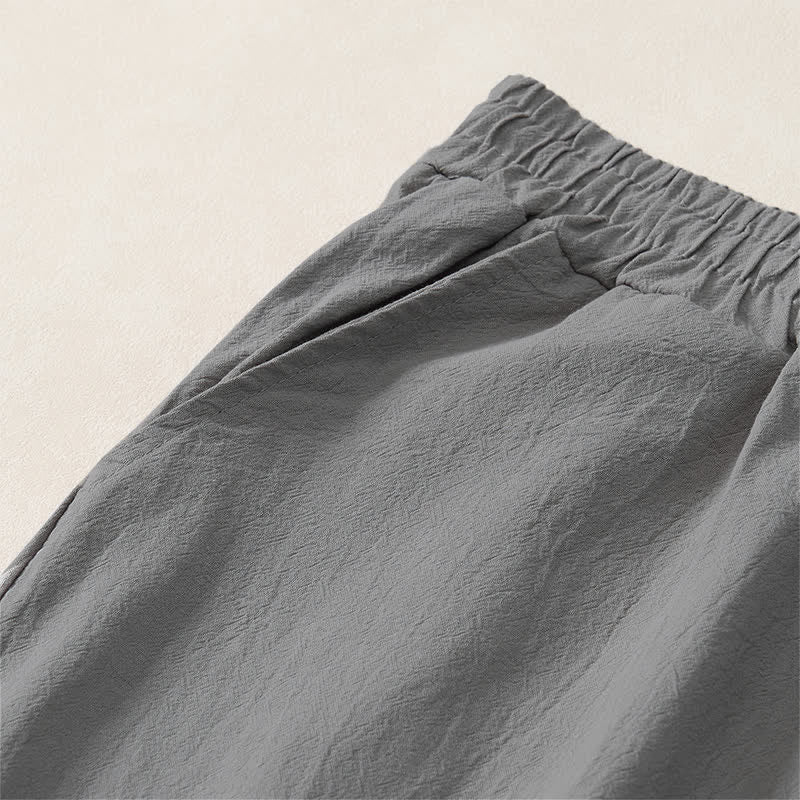 Buddha Stones Pantalon long uni décontracté d'automne avec cordon de serrage et poches, coupe droite, pour homme. - image 20