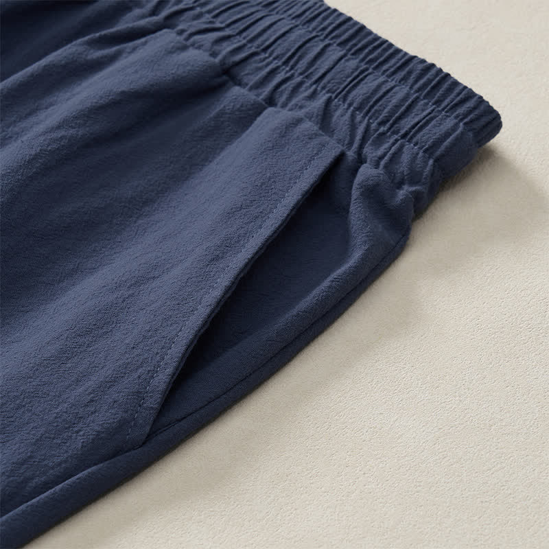 Buddha Stones Pantalon long uni décontracté d'automne avec cordon de serrage et poches, coupe droite, pour homme. - image 13
