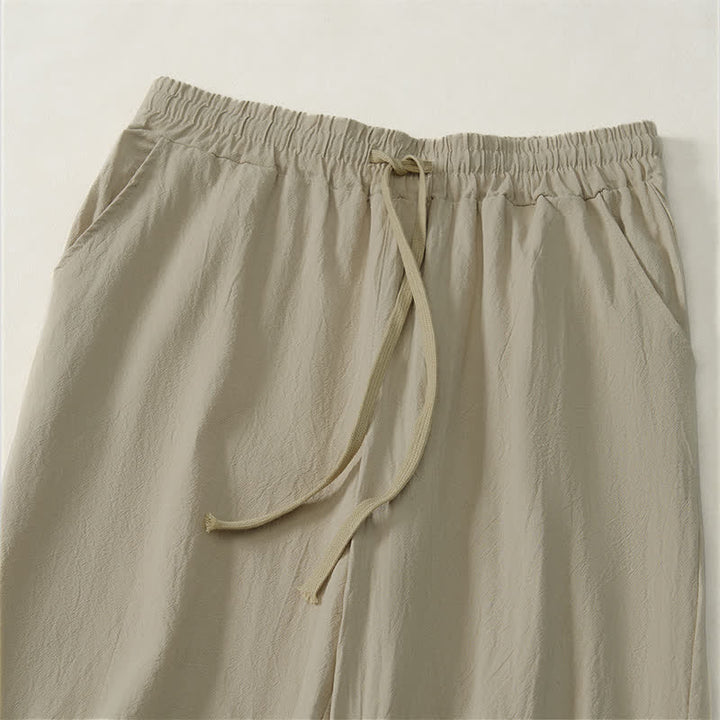 Buddha Stones Pantalon long uni décontracté d'automne avec cordon de serrage et poches, coupe droite, pour homme. - image 3
