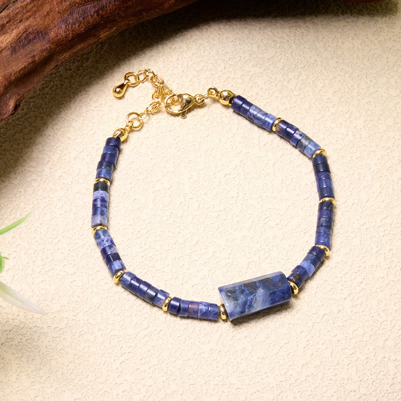 Buddha Stones Bracelet cylindrique à facettes en améthyste, amazonite, quartz fraise et sodalite Truth - image 13