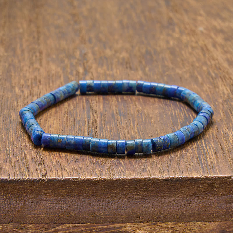 Buddha Stones Bracelet en perles plates droites Lapis Lazuli Truth - Lapis-lazuli (Tour de poignet : 15-16 cm) - image 1