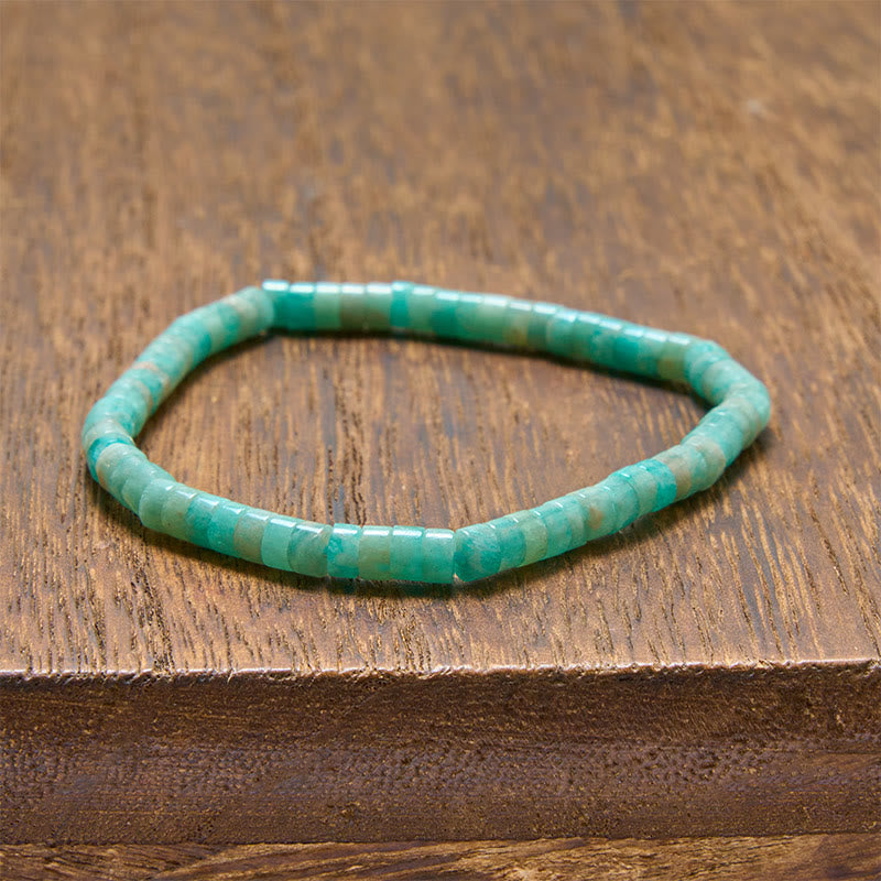 Buddha Stones Bracelet en perles plates droites Lapis Lazuli Truth - Amazonite (Tour de poignet : 15-16 cm) - image 7