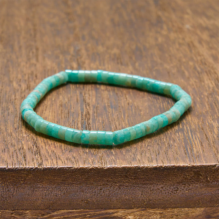 Buddha Stones Bracelet en perles plates droites Lapis Lazuli Truth - Amazonite (Tour de poignet : 15-16 cm) - image 7