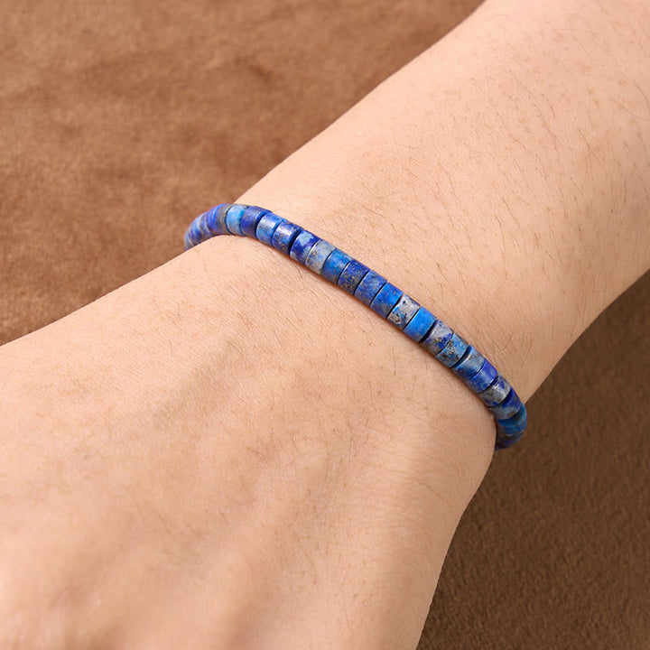 Buddha Stones Bracelet en perles plates droites Lapis Lazuli Truth - image 2