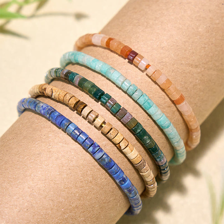 Buddha Stones Bracelet en perles plates droites Lapis Lazuli Truth - image 0