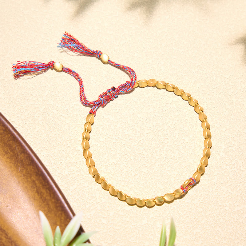 Buddha Stones Bracelet en perles de cuivre avec boucle nuage porte-bonheur tibétain et pendentif en forme de nuage de paix - image 3