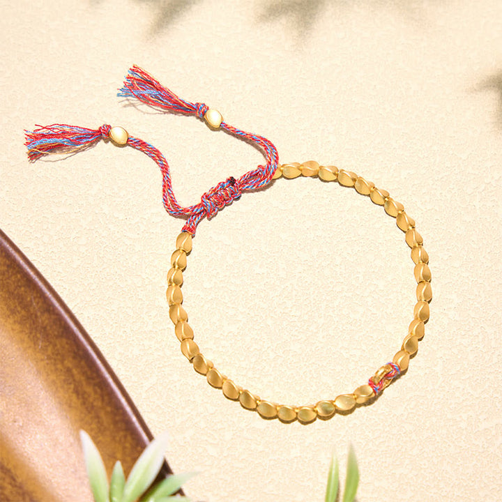 Buddha Stones Bracelet en perles de cuivre avec boucle nuage porte-bonheur tibétain et pendentif en forme de nuage de paix - image 3