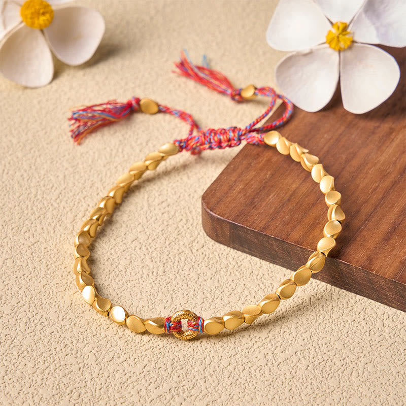 Buddha Stones Bracelet en perles de cuivre avec boucle nuage porte-bonheur tibétain et pendentif en forme de nuage de paix - image 2