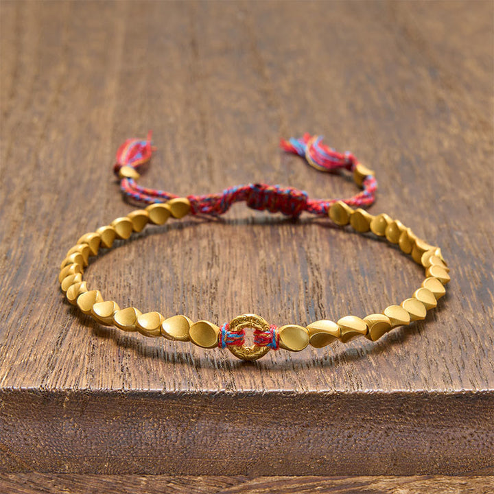 Buddha Stones Bracelet en perles de cuivre avec boucle nuage porte-bonheur tibétain et pendentif en forme de nuage de paix - image 1