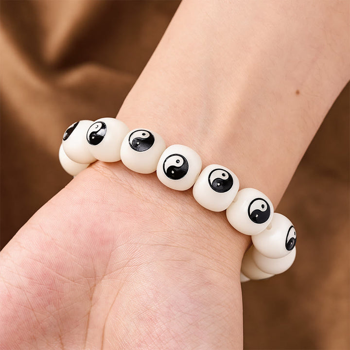 Buddha Stones Bracelet de paix Yin Yang à graines de Bodhi blanches - image 3