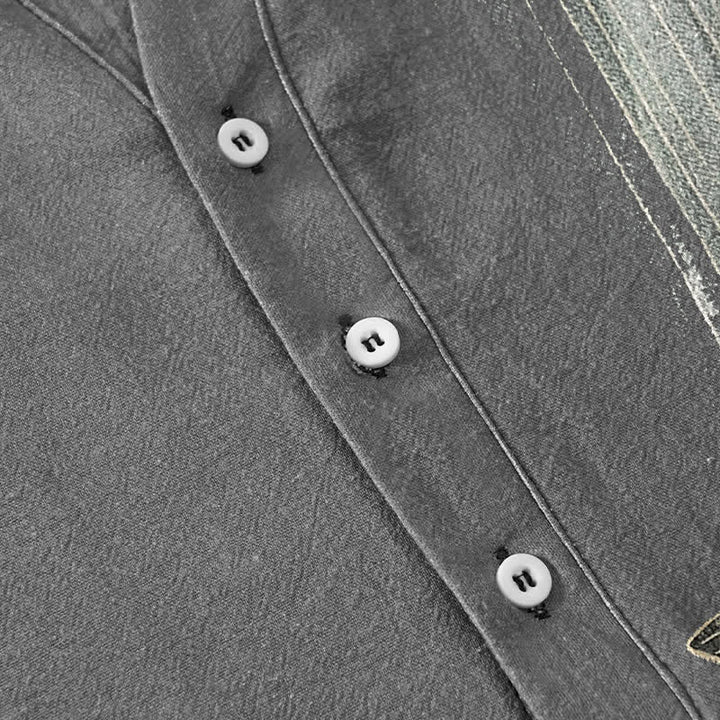 Buddha Stones Chemise à manches courtes et demi-boutonnée pour homme, motif de carpes koï et ondulations de l'eau - image 8