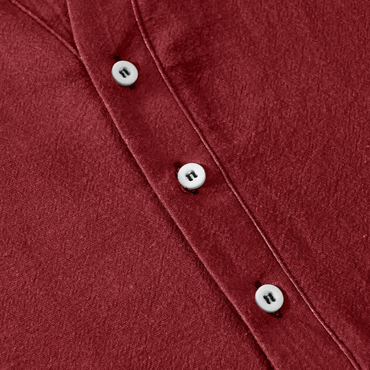 Buddha Stones Chemise à manches courtes pour homme en coton avec motif d'écusson Wa, demi-boutonnée - image 3