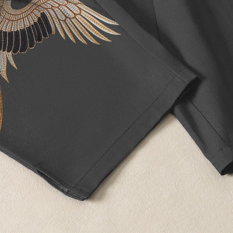 Buddha Stones Pantalon fuselé pour homme en pur coton, motif grues jumelles, cordon de serrage et poches - image 5