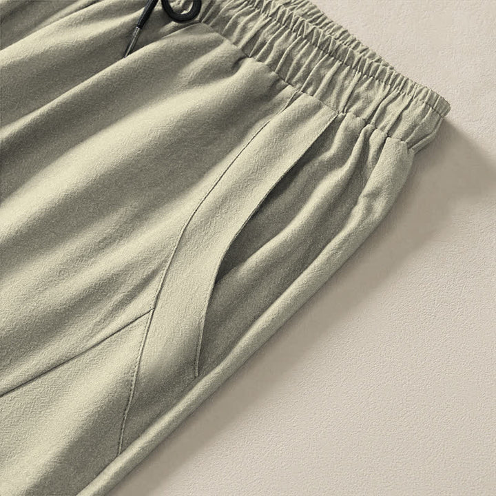 Buddha Stones Pantalon fuselé pour homme en pur coton avec cordon de serrage, motif grenouille phoque et poches - image 4