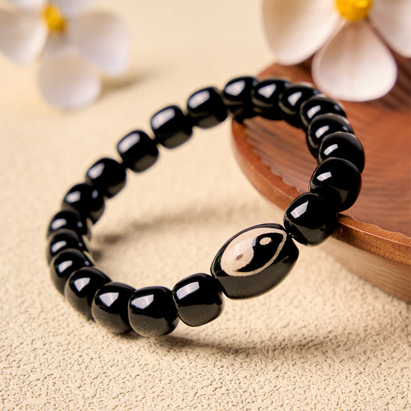 Buddha Stones Bracelet harmonieux en perles Yin Yang d'onyx noir - Yin Yang (Équilibre ♥ Harmonie) - image 0
